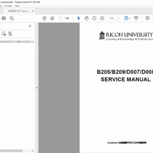 Ricoh B205/B209/D007/D008 Service Manual (Aficio 3025/3030, MP 2510/3010)  PDF