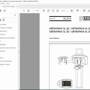 Sirona ORTHOPHOS SL 2D/3D & Ceph Service Manual Calibration & Repair PDF
