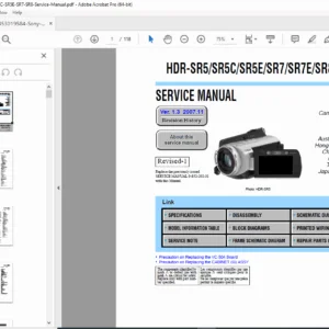 Sony HDR-SR5/SR7/SR8 Series Service Manual PDF DOWNLOAD