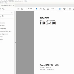 Sony HXC-100 HD Color Camera Service Manual Vol.1 PDF (1st Edition)