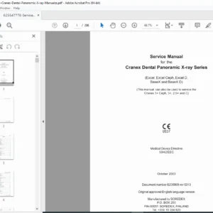 Soredex Cranex Dental Panoramic X-ray Service Manual Excel & BaseX Series PDF