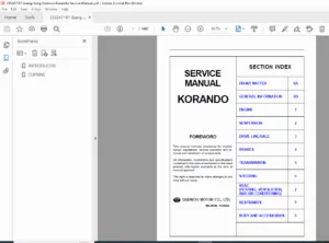 SsangYong Korando Service Manual Repair PDF (All Engines)