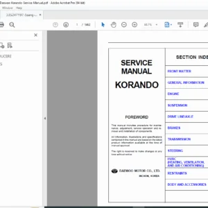 SsangYong Korando Service Manual Repair PDF (All Engines)