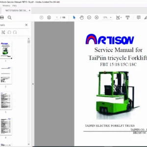 TaiPiin FBT15/18/15C/18C Electric Forklift Service Manual PDF