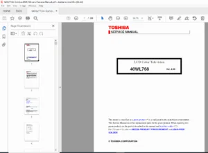 Toshiba 40WL768 Service Manual Repair, Schematics & Parts List (Ver 2.0) PDF