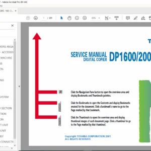 Toshiba DP1600 DP2000 DP2500 Digital Copier Service Manual PDF