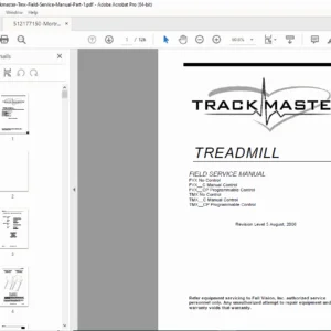 Trackmaster FVX TMX Series Medical Treadmill Field Service Manual PDF 2006