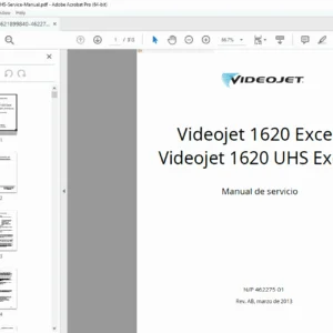 Videojet 1620 Excel & UHS Excel Service Manual PDF (Spanish)