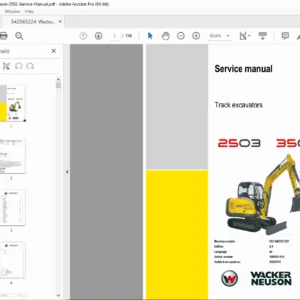 Wacker Neuson 2503 / 3503 Track Excavator Service Manual PDF