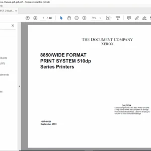 Xerox 8850 / 510dp Wide Format Print System Service Manual PDF (701P40824)