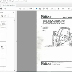 Yale GP GLP GDP 15-35 Forklift Parts Manual  AK RK TK Series PDF
