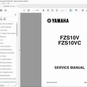 Yamaha FZ1 FZS10V Service Manual  (2006) PDF DOWNLOAD