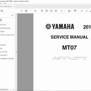 Yamaha MT-07 Service Manual 2014 (Factory Repair Guide) PDF