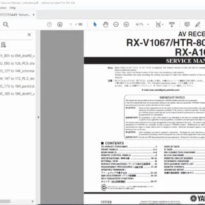 Yamaha RX-V1067 / RX-A1000 AV Receiver Service Manual PDF