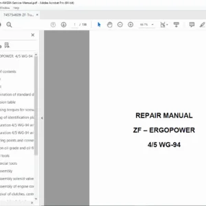 ZF ERGOPOWER 4WG-94 5WG-94 Transmission Service Manual - Repair Guide PDF