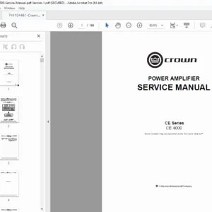 Crown Audio CE 4000 Power Amplifier Service Manual PDF (CE Series)