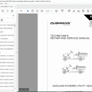 Cushman 280 & 2200 Gasoline Utility Vehicle Service & Repair Manual PDF