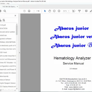 Diatron Abacus Junior / Vet / B Hematology Analyzer Service Manual PDF