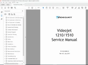 Videojet 1210 1510 Service Manual Repair, Troubleshoot & Parts Guide PDF