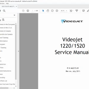 Videojet 1220 1520 Service Manual Repair, Troubleshoot & Parts Guide PDF