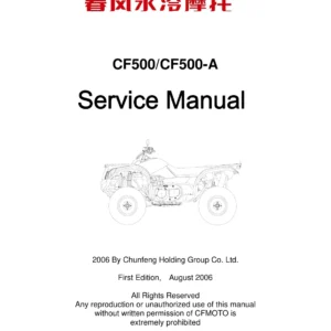 CFMOTO CF500 & CF500-A ATV Technical Service Manual PDF Download cover page page 1