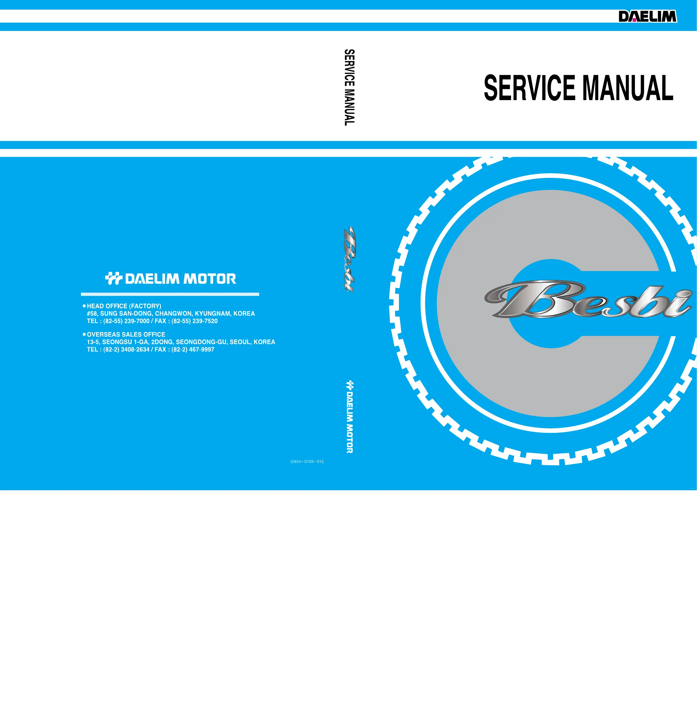 Daelim SC125 Besbi Scooter Service Manual PDF Download cover page page 1