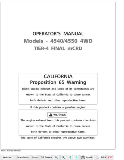 Mahindra 4540 4550 4WD Tractor Operator's Manual – Tier 4 Final mCRD (109 Pages) - Image 3