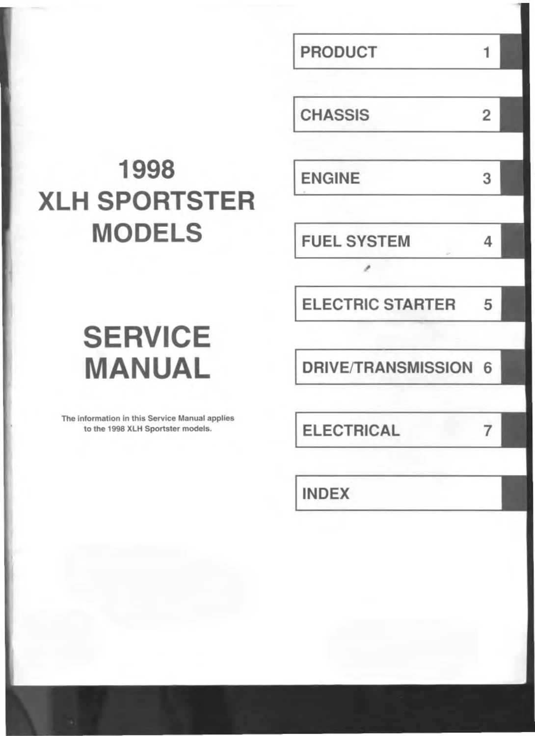 1998 Harley-Davidson Sportster XLH Service Manual PDF Download - Image 2