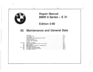 BMW 8 Series E31 Repair Manual Edition 5/90 PDF