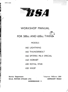 BSA A50 A65 500cc 650cc Twins Workshop Manual PDF Download