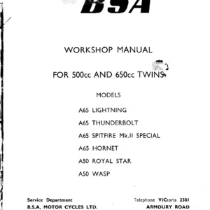 BSA A50 A65 500cc 650cc Twins Workshop Manual PDF Download