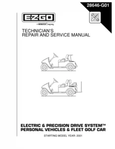 E-Z-GO 36V Electric Golf Car Technician's Repair & Service Manual – 28646-G01 (2001+)