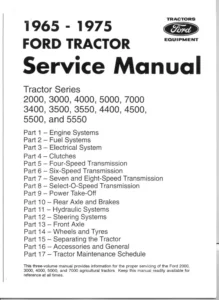 Ford 2000 3000 4000 5000 7000 Tractor Service Manual 1965-1975 PDF Download