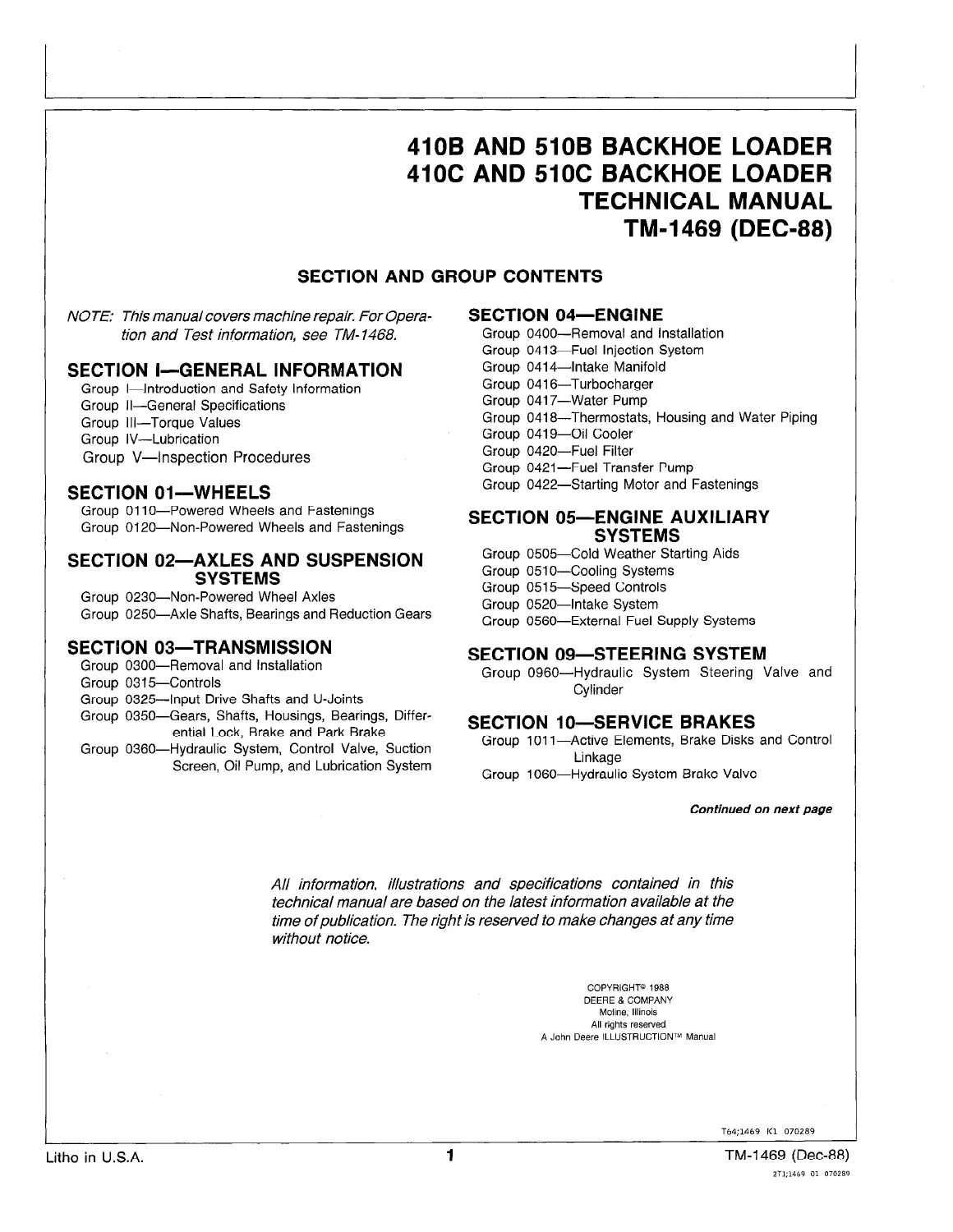 John Deere 410B 410C 510B 510C Backhoe Loader Repair Technical Manual PDF Download - Image 2