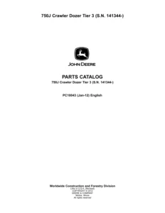 John Deere 750J Crawler Dozer Tier 3 Parts Catalog (S.N. 141344-) – Complete OEM Parts Manual