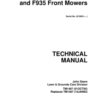 John Deere F911 F915 F925 F932 F935 Front Mower Technical Manual TM1487 PDF Download