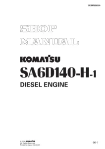 Komatsu SA6D140-H-1 Diesel Engine Shop Service Repair Manual PDF Download