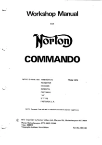 Norton Commando 750 850 Workshop Manual 1970 Onwards PDF - Interstate Roadster Fastback SS Hi Rider Interpol