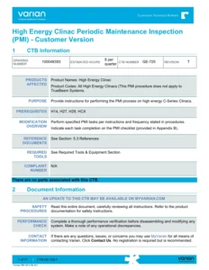 Varian High Energy C-Series Clinac Periodic Maintenance Inspection PMI CTB-GE-725-T PDF Download