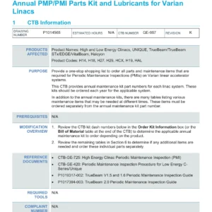 Varian Linac Annual PMP PMI Parts Kit Lubricants Maintenance Guide PDF Download