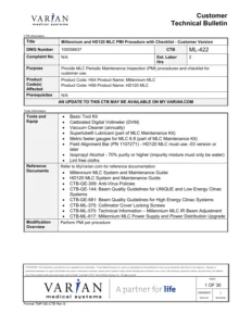 Varian Millennium MLC & HD120 MLC Periodic Maintenance Inspection PMI Procedure CTB ML-422 PDF Download