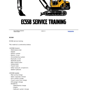 Volvo EC55B Mini Excavator Service Training Manual PDF Download