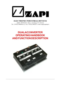 ZAPI DualAC2 / DualAC2&HP Power Inverter Operating, Programming & Diagnostic Manual - March 2003 PDF