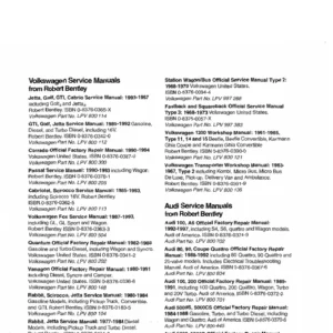1961-1965 Volkswagen 1200 Types 11, 14, 15 Workshop Manual