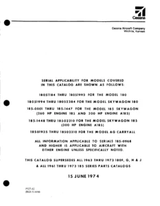 1961-1973 Cessna 180 & 185 Series Illustrated Parts Catalog P527-12 - PDF Download