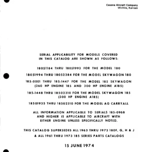 1961-1973 Cessna 180 & 185 Series Illustrated Parts Catalog P527-12 - PDF Download