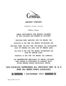 1963-1973 Cessna 180 185 Skywagon AG Carryall Illustrated Parts Catalog PDF
