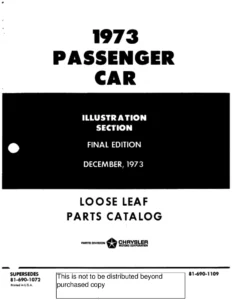 1973 Chrysler Plymouth Dodge Passenger Car Parts Catalog Manual - Final Edition