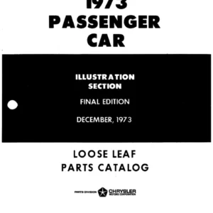 1973 Chrysler Plymouth Dodge Passenger Car Parts Catalog Manual - Final Edition