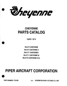 1974-1984 Piper Cheyenne PA-31T PA-31T1 PA-31T2 Parts Catalog (Card 1)